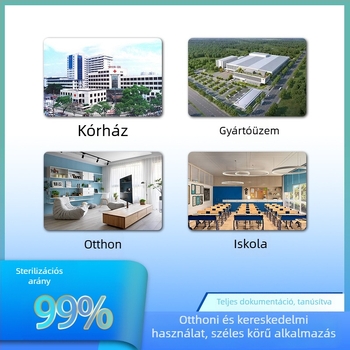 UV levegőfertőtlenítő készülék, falra szerelhető, 61 m² feletti lefedettség, UV-sugárzás és negatív ionok, alacsony zajszint 36 dB-ig, csatlakozó tápellátás, kereskedelmi használat