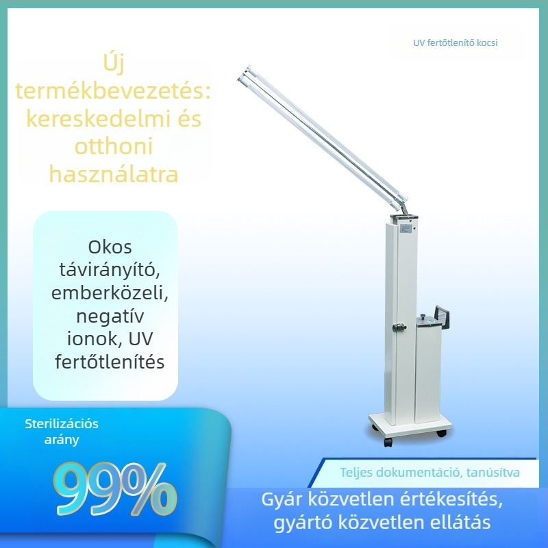 UV levegőfertőtlenítő készülék, falra szerelhető, 61 m² feletti lefedettség, UV-sugárzás és negatív ionok, alacsony zajszint 36 dB-ig, csatlakozó tápellátás, kereskedelmi használat