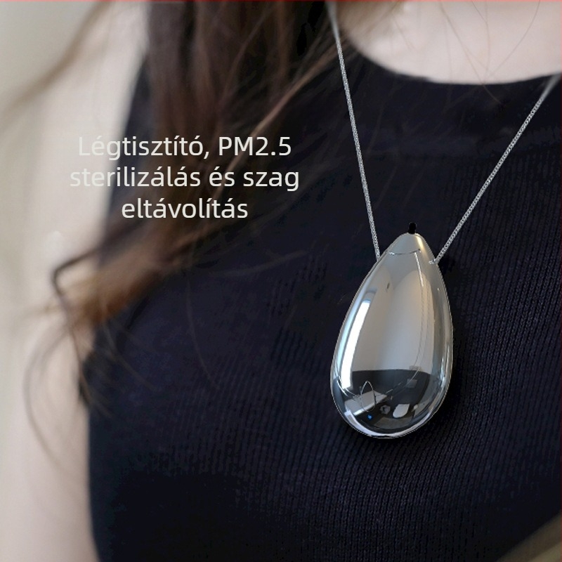 Mini nyaklánc formájú levegőtisztító negatív ionokkal, USB tápegység