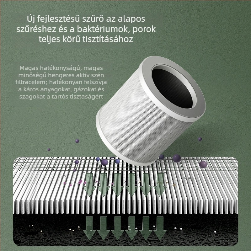 Beltéri levegőtisztító formaldehid eltávolítással, negatív ion technológiával, 50 m³/h légáramlás, zaj < 36 dB, 11–20 m²-es területhez