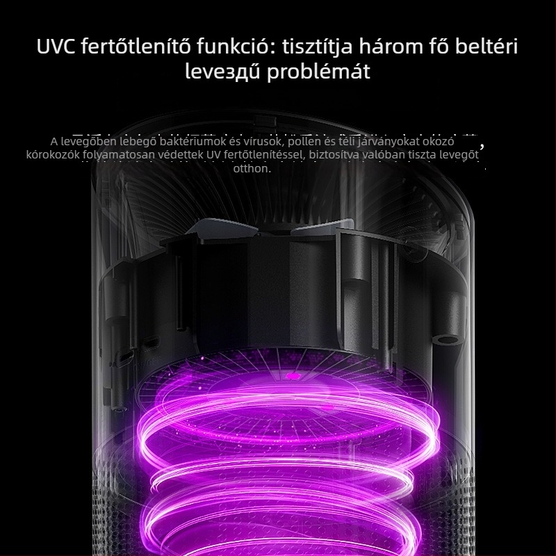 Beltéri levegőtisztító formaldehid eltávolítással, negatív ion technológiával, 50 m³/h légáramlás, zaj < 36 dB, 11–20 m²-es területhez
