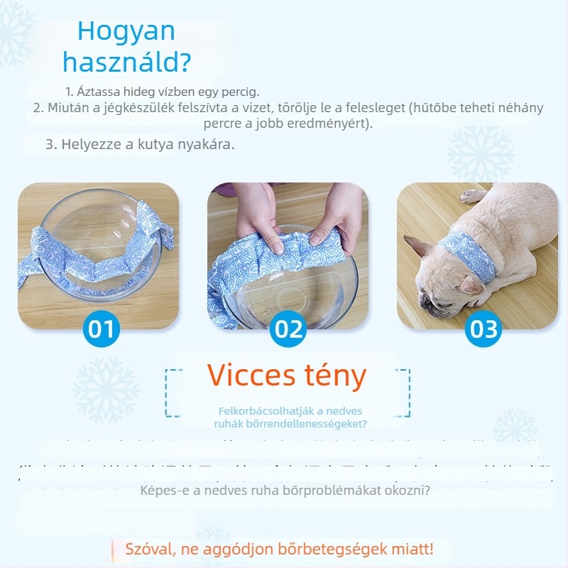 Állatbarát sál hidrogel hűtéssel – levehető és mosható, virágos mintázat, poliészter + jégkristály, pihentető stílus