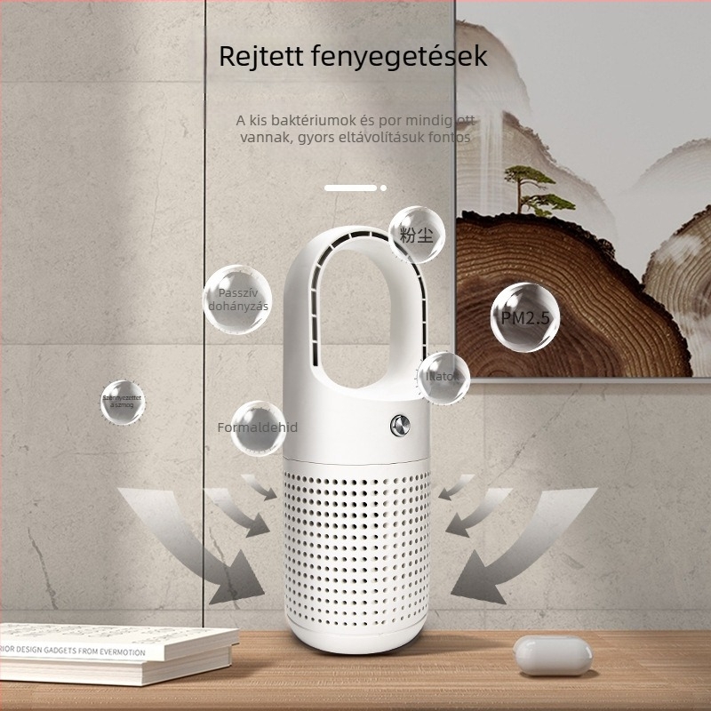 USB légtisztító otthonra - negatív ionok, szag eltávolítás, aktív szén szűrő, 50 m3/h, 11–20 m², bedugható