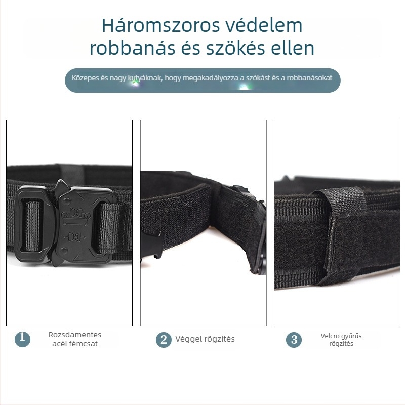 AirTag taktikai védőnyakörv közepes és nagytestű kutyáknak, nylon