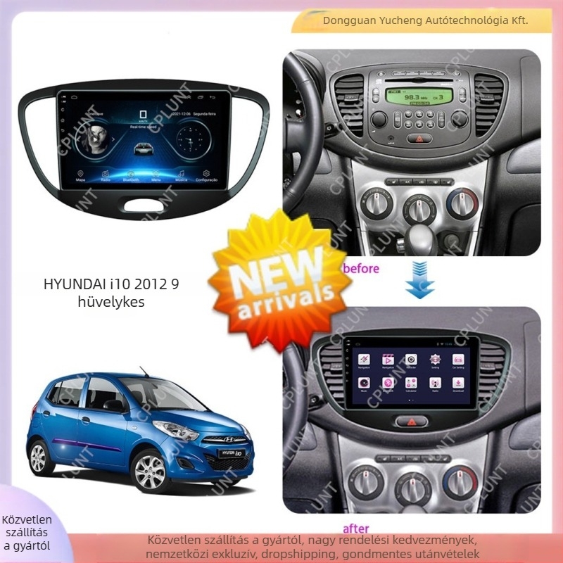 Hyundai i10 (2012) központi DVD keret – ABS+PC anyag, 1 kg, kompatibilis az i10/i-10