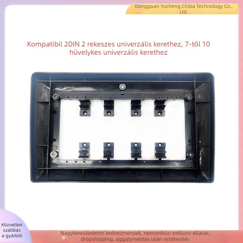 Általános 2-DIN keret tartó autó navigációhoz és DVD előlapi panelhez (ABS+PC anyag, univerzális illeszkedés, 1 kg tömeg)
