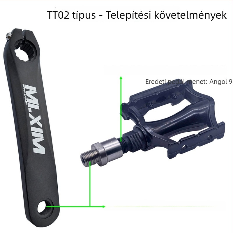 Kerékpár pedálfogprofil konvertáló adapter, kompatibil 1/2 hüvelykes crankkal és 9/16 hüvelykes pedállal