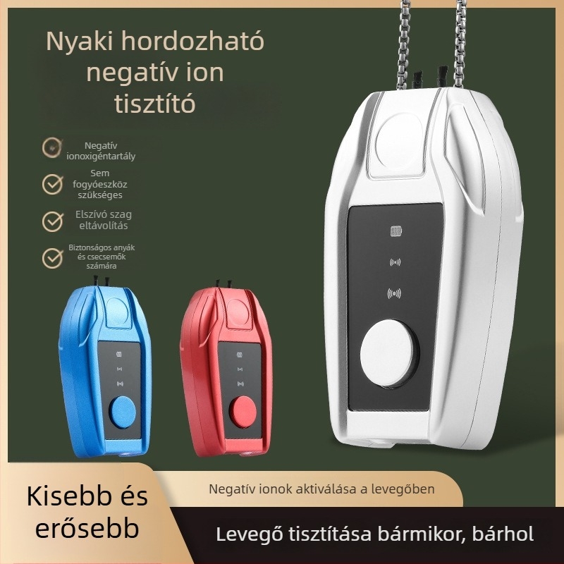 Nyakba akasztható hordozható levegőtisztító negatív ionokkal – alacsony zajszintű, USB-tápellátás, alkalmas 10㎡-ig