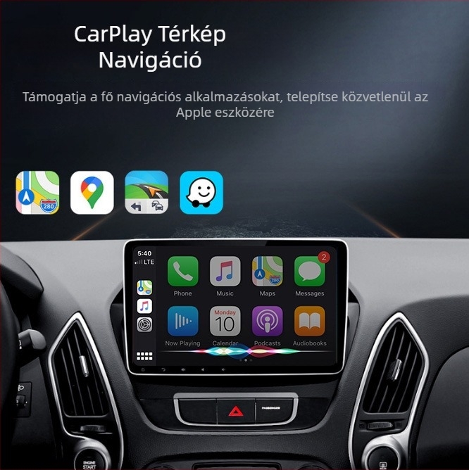 2 az 1-ben vezeték nélküli CarPlay és Android Auto autó kijelzőhöz; műanyag ház, kijelző, érintőképernyő, alaplap — 1 év garancia.