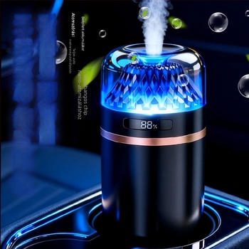 Autó aromaterápiás levegőtisztító és párásító, USB táplálású 5W, 10–20 m² belső területhez, 1 köd kimenet, zaj 36–45 dB