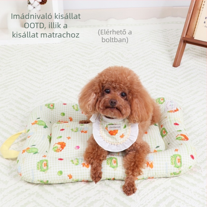Nyomtatott, 100% pamutból készült kis méretű háziállat-nyálkendő kutyáknak és macskáknak, Bichon Frise, Pomerániai és Teddy-stílus mintákkal