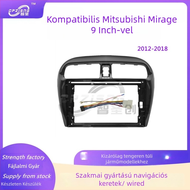Nagy képernyős navigációs keret panel Mitsubishi Mirage 2012-2018 (Panel + kábel; műanyag; 0,9 kg; Mirage/Attrage; AT automata)