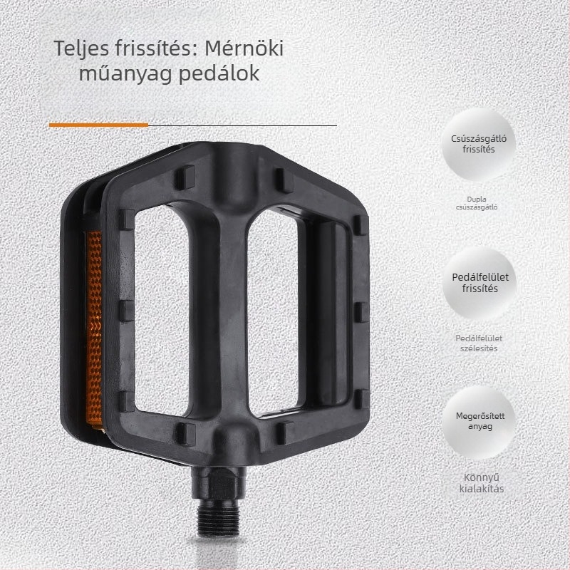 Műanyag pedálok univerzális MTB és országúti kerékpárokhoz, imperial menetű.
