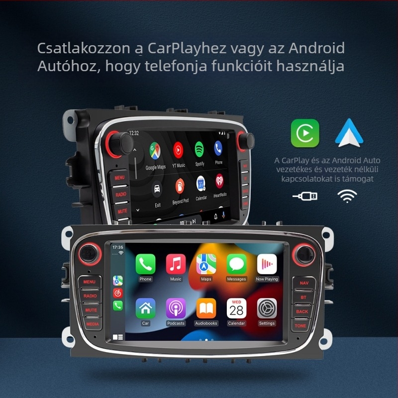 7 hüvelykes Android GPS navigáció Bluetooth és CarPlay-vel Ford Focus számára MP5