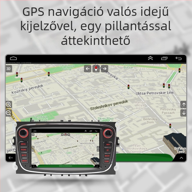 7 hüvelykes Android GPS navigáció Bluetooth és CarPlay-vel Ford Focus számára MP5