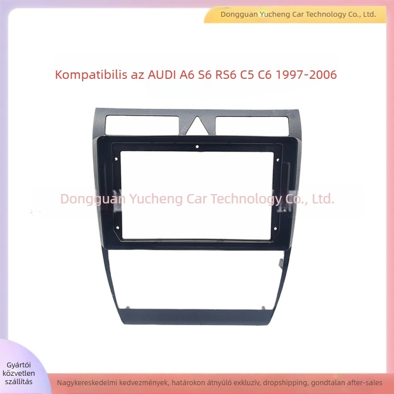 Audi A6 S6 RS6 C5 C6 középső navigációs panel kerettel (ABS+PC; kompatibilis évek: 1997–2006; súly: 1 kg)