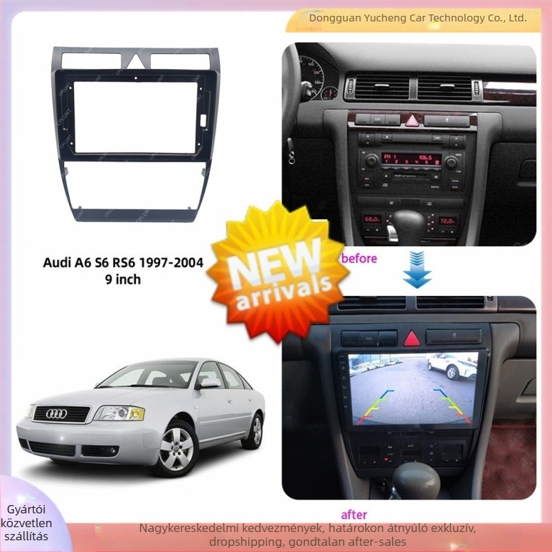Audi A6 S6 RS6 C5 C6 középső navigációs panel kerettel (ABS+PC; kompatibilis évek: 1997–2006; súly: 1 kg)