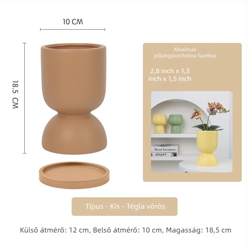 Kerámia orchidea cserép Phalaenopsis számára, kézzel készített, légáteresztő, egyszerű és sokoldalú stílus, asztali használatra