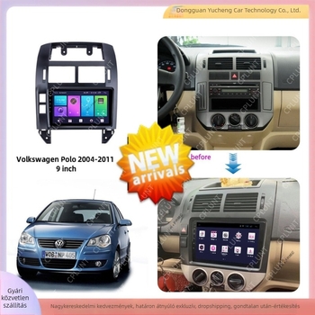 Android autó navigációs keret a VW Polo rádiópanelhez - ABS+PC, kompatibil a VW Polo 2004–2011, tömeg 1 kg