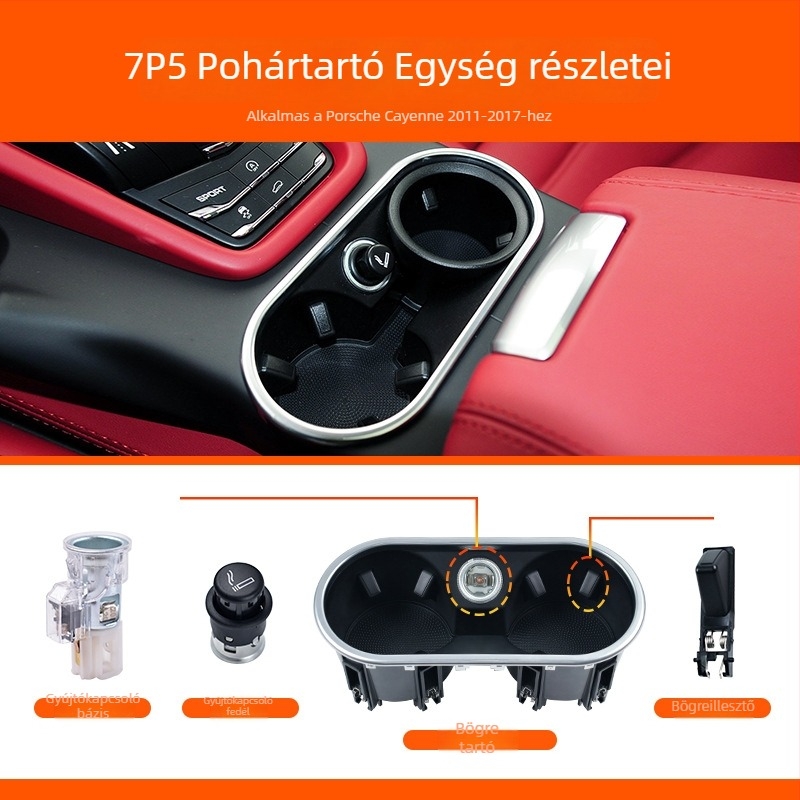 Porsche Cayenne középkonzolos pohártartó szerelvény, 11-17 | ABS, modellek 7P5/92A/958, Márka: Good Tool Design
