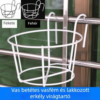 Vasból készült falra szerelhető virágtartó tálcával, pastoraális stílus, hegesztett kivitel
