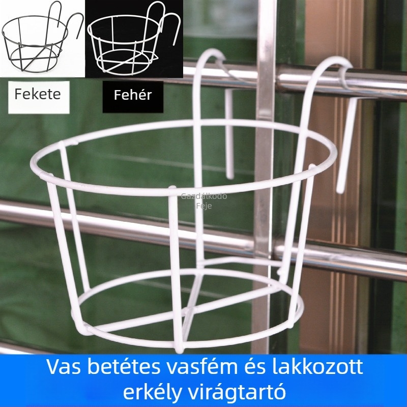 Vasból készült falra szerelhető virágtartó tálcával, pastoraális stílus, hegesztett kivitel