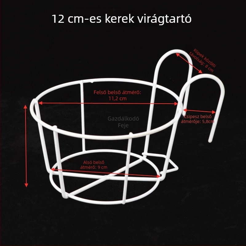 Vasból készült falra szerelhető virágtartó tálcával, pastoraális stílus, hegesztett kivitel