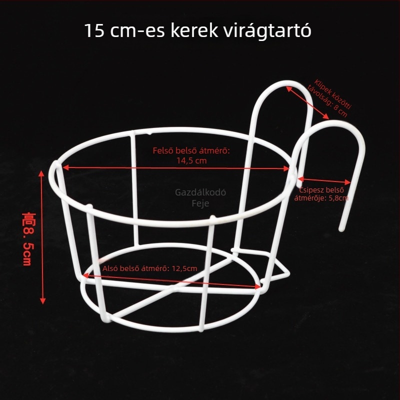 Vasból készült falra szerelhető virágtartó tálcával, pastoraális stílus, hegesztett kivitel