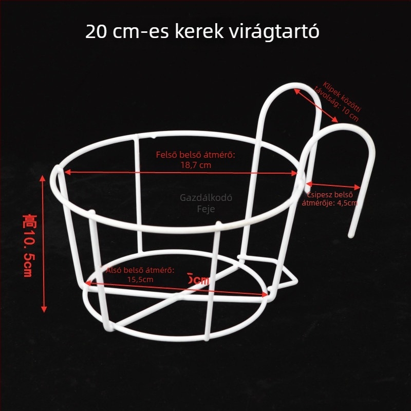 Vasból készült falra szerelhető virágtartó tálcával, pastoraális stílus, hegesztett kivitel