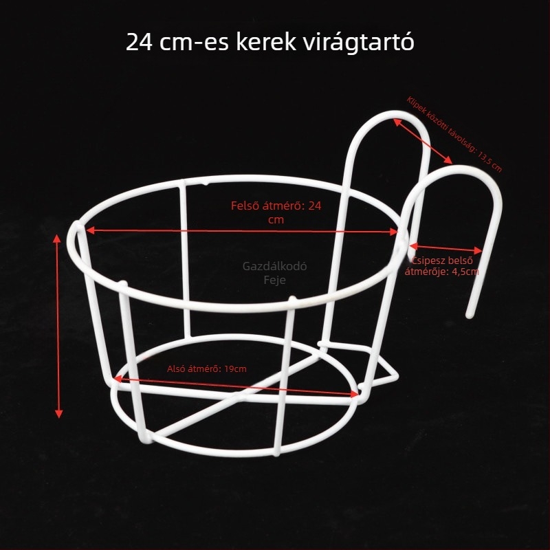 Vasból készült falra szerelhető virágtartó tálcával, pastoraális stílus, hegesztett kivitel