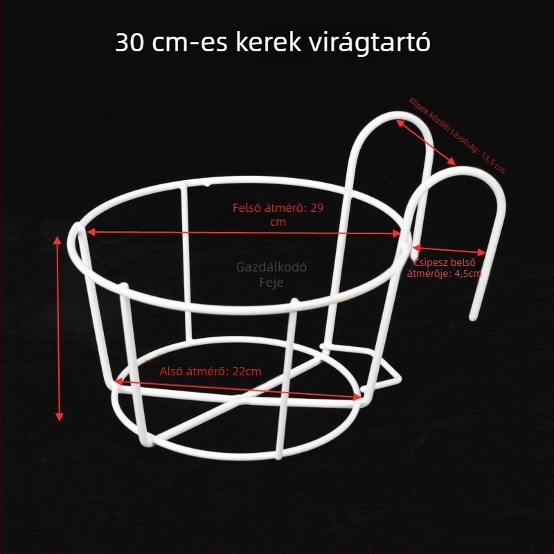 Vasból készült falra szerelhető virágtartó tálcával, pastoraális stílus, hegesztett kivitel