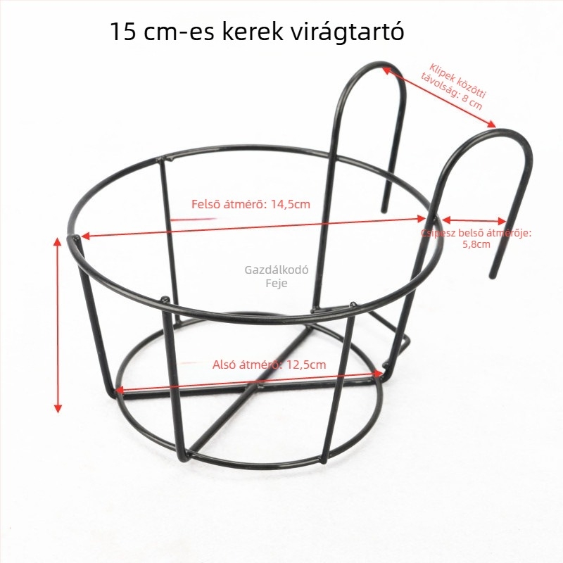 Vasból készült falra szerelhető virágtartó tálcával, pastoraális stílus, hegesztett kivitel