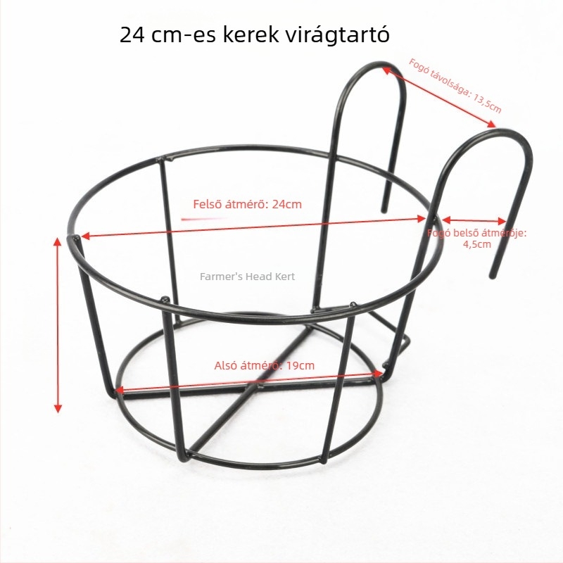 Vasból készült falra szerelhető virágtartó tálcával, pastoraális stílus, hegesztett kivitel