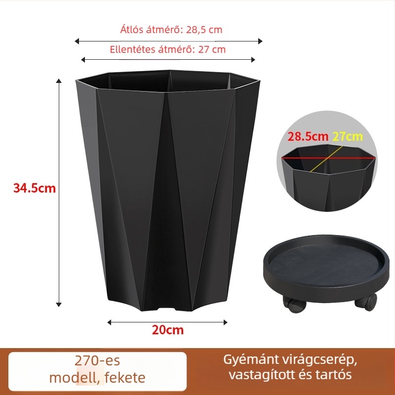 Nagy nappali virágcserép vastagított műanyagból, otthoni használatra, Money Tree, Dracaena és Bird of Paradise számára