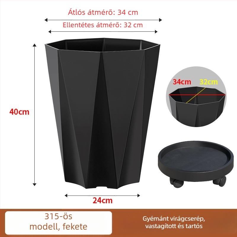 Nagy nappali virágcserép vastagított műanyagból, otthoni használatra, Money Tree, Dracaena és Bird of Paradise számára