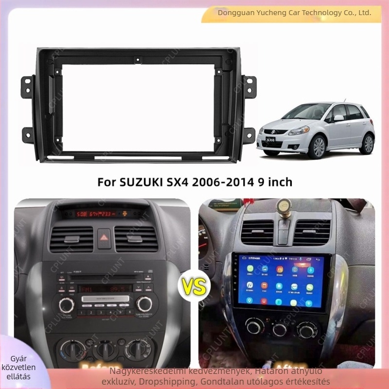 Suzuki SX4 Tianyu középkonzol DVD navigációs keret – ABS+PC, 1 kg, kompatibil a 2006–2014 évjáratú modellekkel