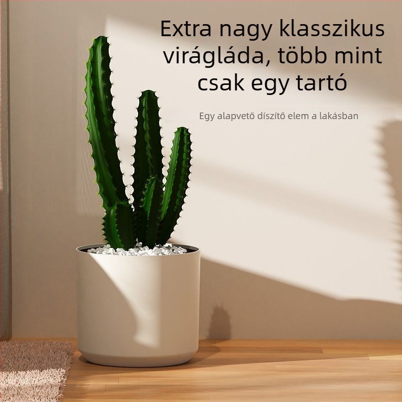 Virágcserép gyantából, korrózióálló, padlón álló kivitel, otthoni kertészkedéshez