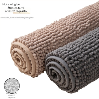 Chenille fürdőszobai szőnyeg, négyszögletes, csúszásmentes, nedvszívó, géppel mosható