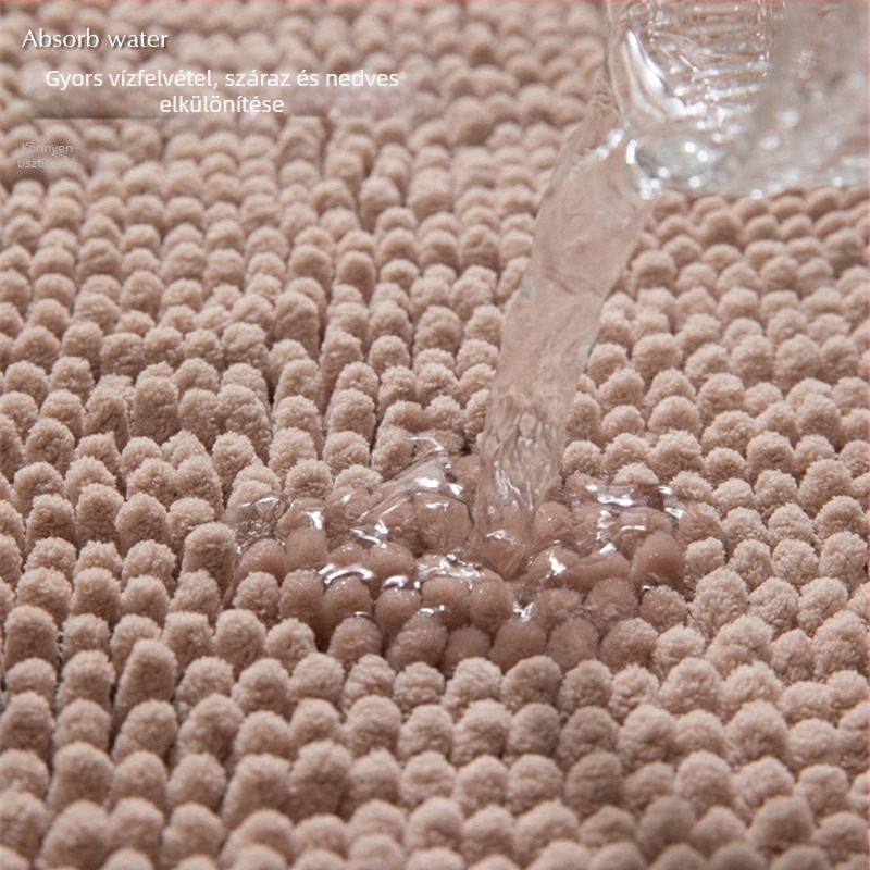 Chenille fürdőszobai szőnyeg, négyszögletes, csúszásmentes, nedvszívó, géppel mosható