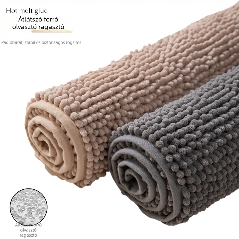 Chenille fürdőszobai szőnyeg, négyszögletes, csúszásmentes, nedvszívó, géppel mosható