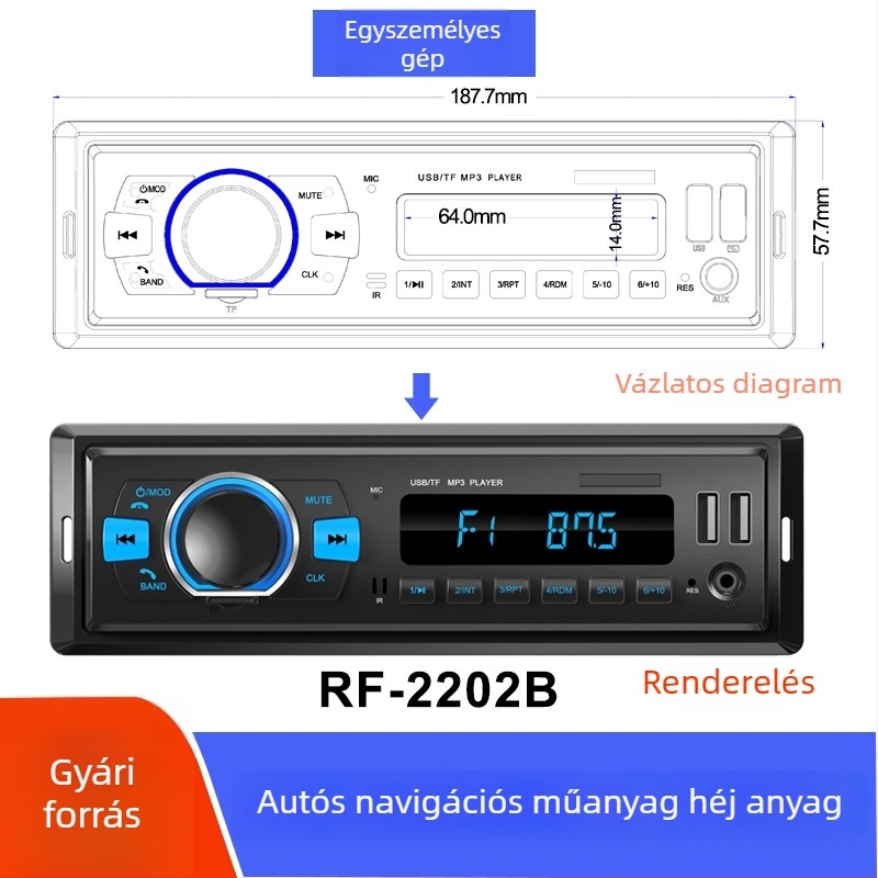 Universális műanyag elülső panel autó navigációhoz, MP3/Video hang- és képkeret, 4 hüvelyk