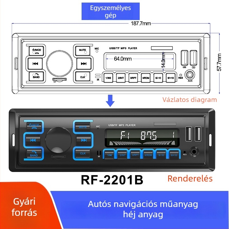 Universális műanyag elülső panel autó navigációhoz, MP3/Video hang- és képkeret, 4 hüvelyk