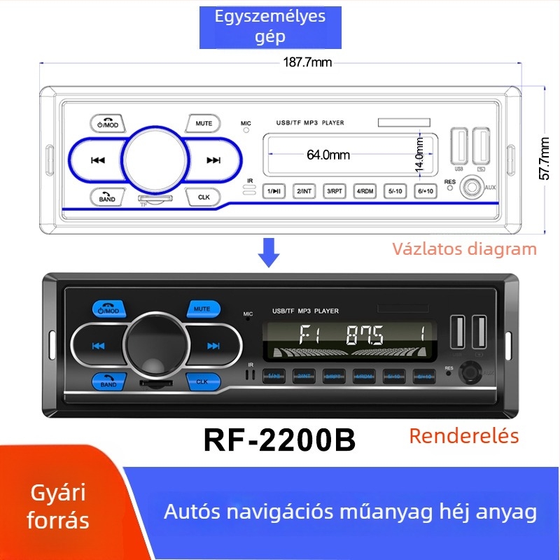 Universális műanyag elülső panel autó navigációhoz, MP3/Video hang- és képkeret, 4 hüvelyk