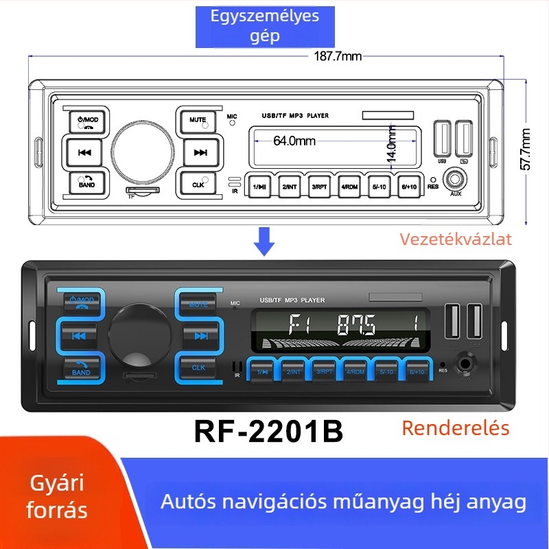 Universális műanyag elülső panel autó navigációhoz, MP3/Video hang- és képkeret, 4 hüvelyk