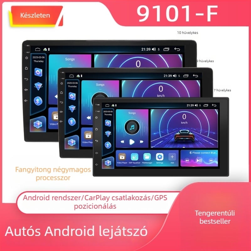 7/9/10 hüvelykes autós GPS navigáció CarPlay és Android, egyetlen érintőképernyős egység