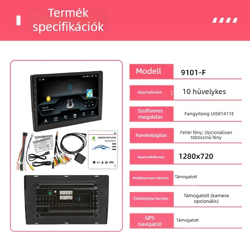 7/9/10 hüvelykes autós GPS navigáció CarPlay és Android, egyetlen érintőképernyős egység