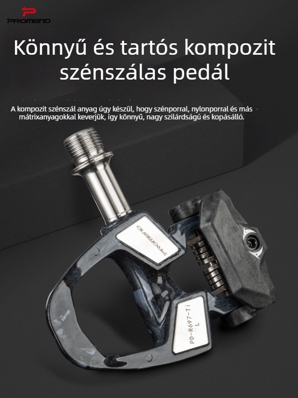 PROMEND Pd-r697p-ti SPD önzáró pedálok, karbon-kompozit test + titán tengely, 186 g, háromcsapágyas, országúti és versenygépekhez