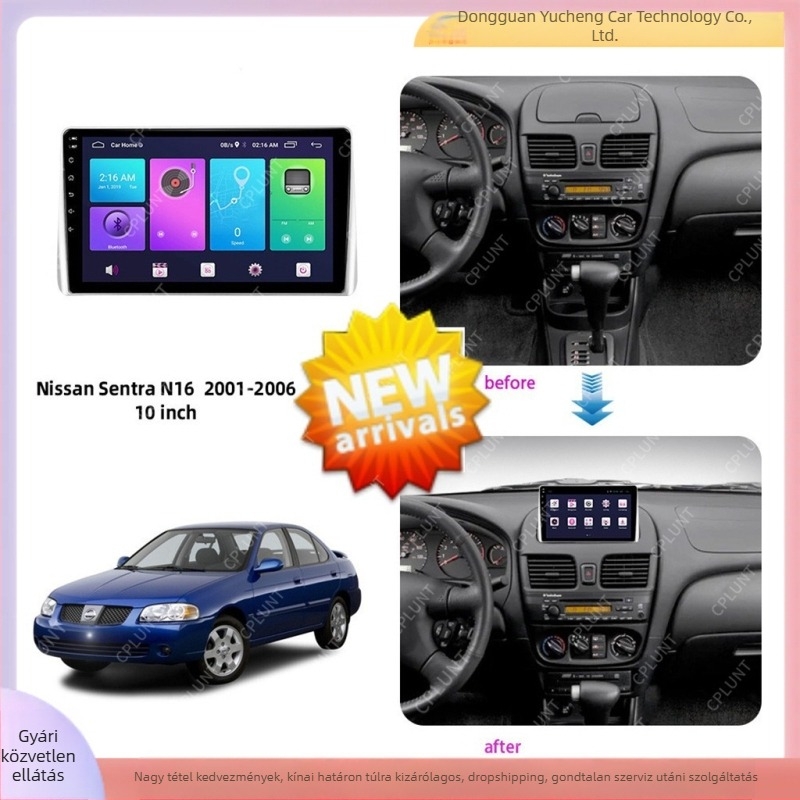 Nissan Sentra N16 középkonzol navigációs keret – ABS+PC, 1 kg, 2001–2006