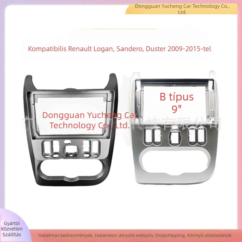 Autó navigációs keret panel Renault Logan/Sandero/Duster — ABS+PC, 2009–2015, súly 1 kg