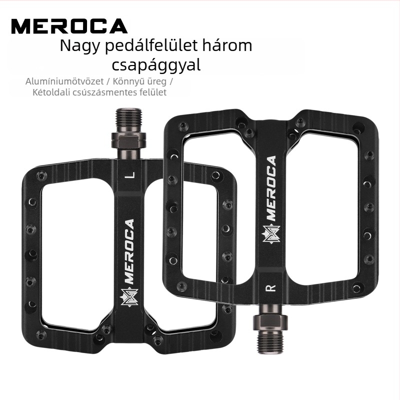 Meroca FR-25 pedálok MTB-hez és országúti kerékpárokhoz – alumínium ötvözet, Cr-Mo tengely, üreges nagy futófelület, csúszásmentes felület